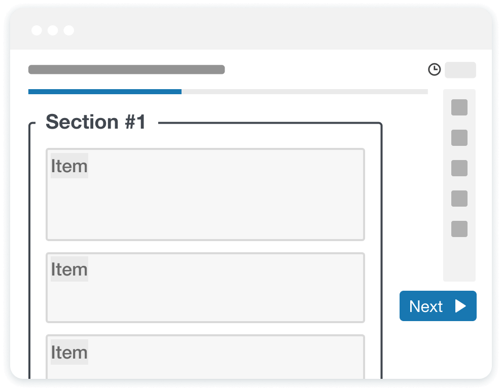Sections with vertically stacked items