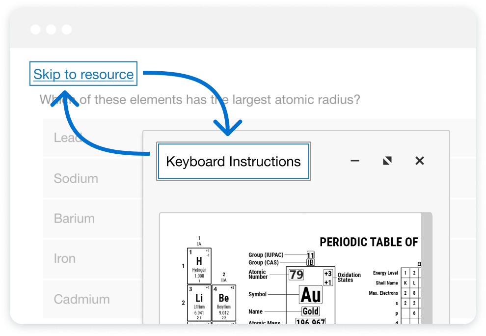 Accessibility updates to the resource menu.